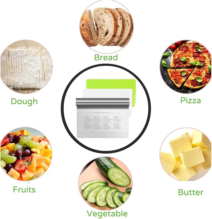 BOORIKA Dough Scraper & Bench Scraper Kitchen – Stainless Steel Sourdough Tools - Image 6