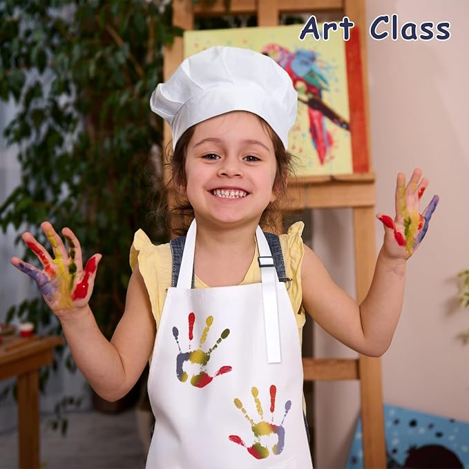 Kids Apron and Chef Hat Set, 24 Pieces Boys Girls Kids Apron - Image 7