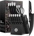 Knife Set - 15 PCS Kitchen Knife Set - Stainless Steel Knife Block Set - by ASETY