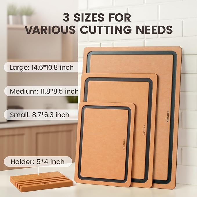 Kikcoin Wood Cutting Board Set of 3, Cutting Boards - Image 2