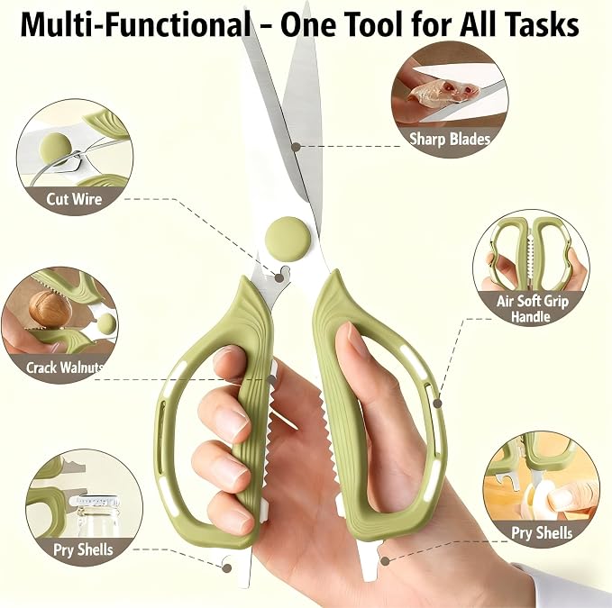 Kitchen Shears Scissors Food Scissors, 8-in-1 Multifunction Japanese Stainless - Image 5