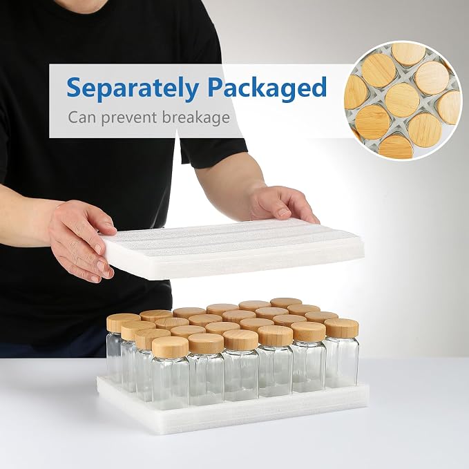 24Pcs Glass Spice Jars with Labels, 4oz Spice Containers with Bamboo Lids - Image 6