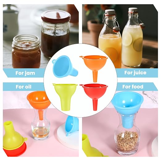 4 PCS Kitchen Silicone Funnel, 4 Colors Kitchen Funnel Set Wide Mouth Funnels - Image 7