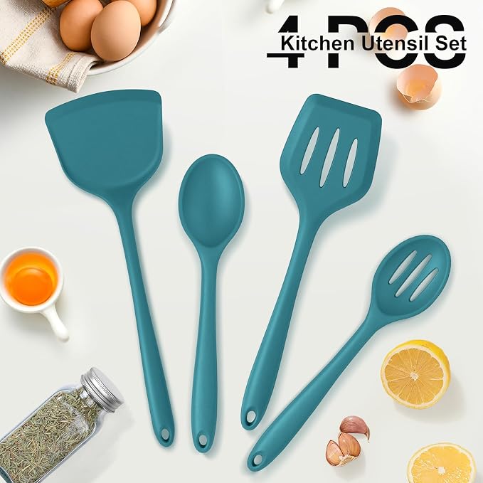 P&P CHEF Kitchen Utensil Set, 4 Pieces Non-stick Silicone Cooking Utensils - Image 6