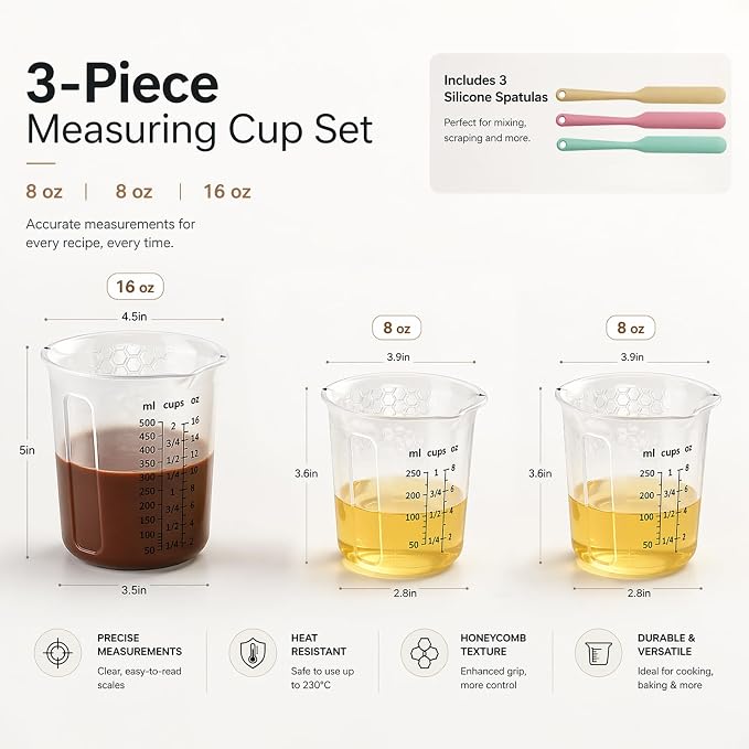 Palksky Silicone Measuring Cups Set 1-Cup & 1-Cup & 2-Cup - Image 6