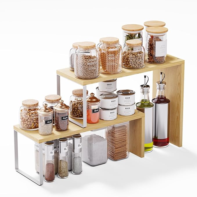 Cabinet Organizer Shelf, 2-Tier Kitchen Counter Organizer Corner Shelves Coffee by Unknown