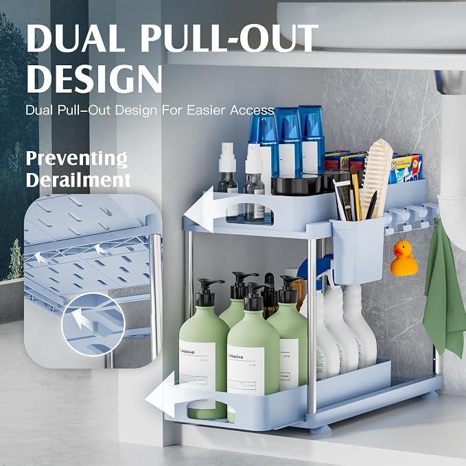 VERIFOST Under Sink Organizer, 2 Tier Under Sink Organizer, Adjustable Height - Image 3