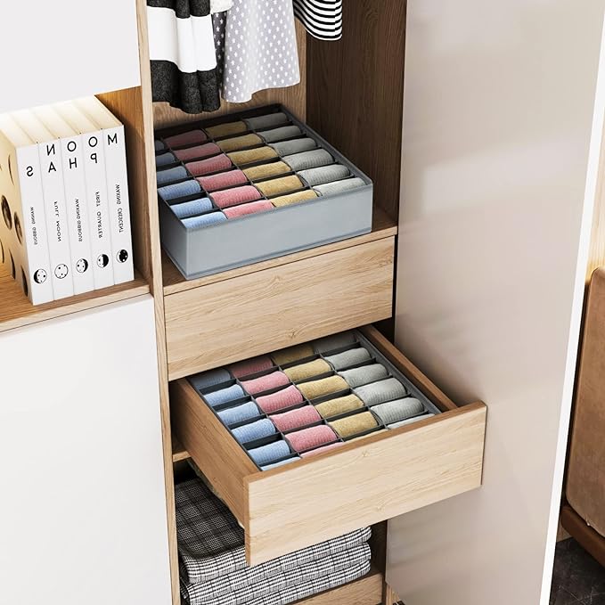 Joyoldelf Sock Drawer Organizer Divider 2 Packs Underwear Organizer, 24 Cell - Image 5