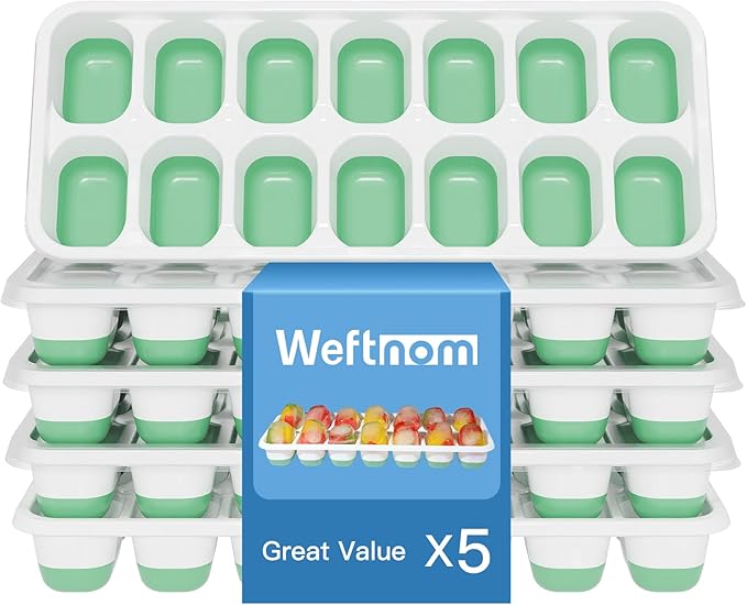 5 Pack 70 Cube Silicone Ice Cube Trays by WEFTNOM