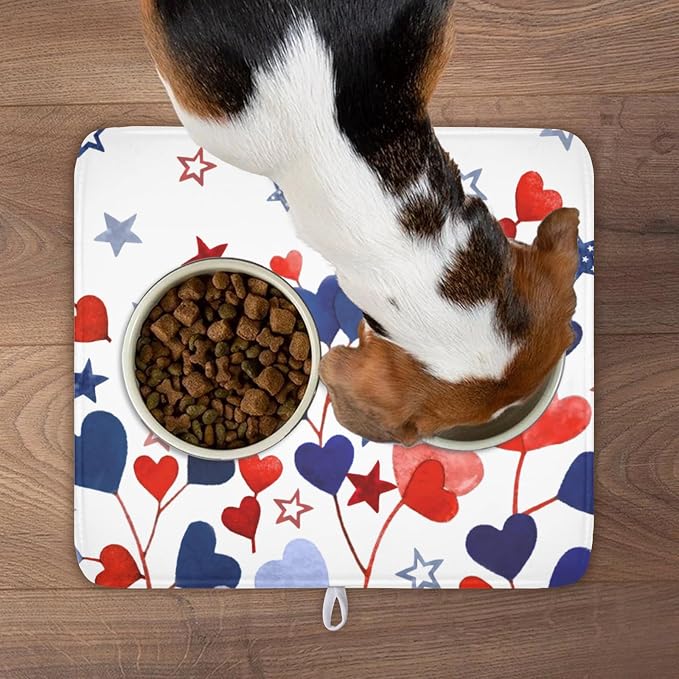 4th of July Dish Drying Mat for Kitchen Counter Patriotic Red Blue Star Love - Image 9