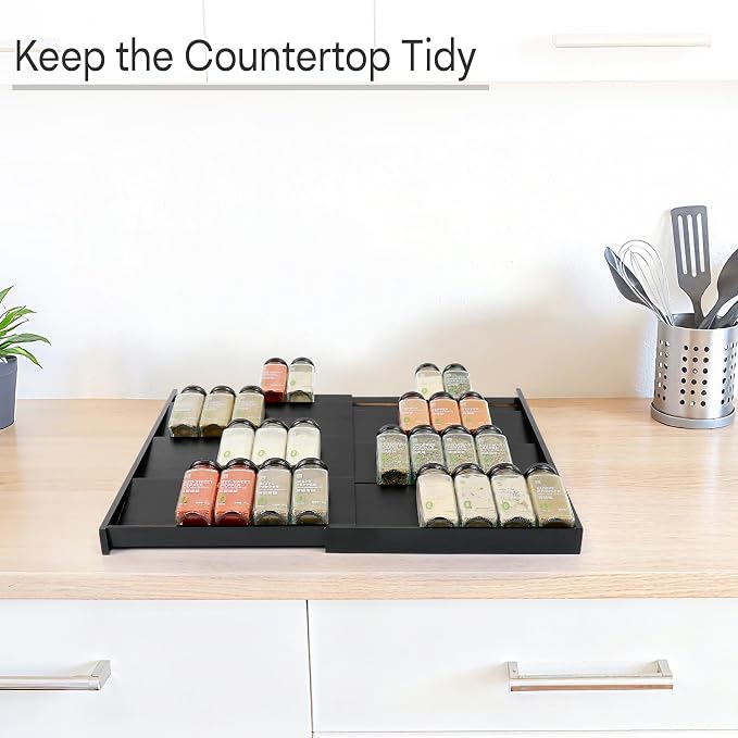 Bamboo Spice Drawer Organizer, Expandable 4 Tier Spice Rack - Image 5