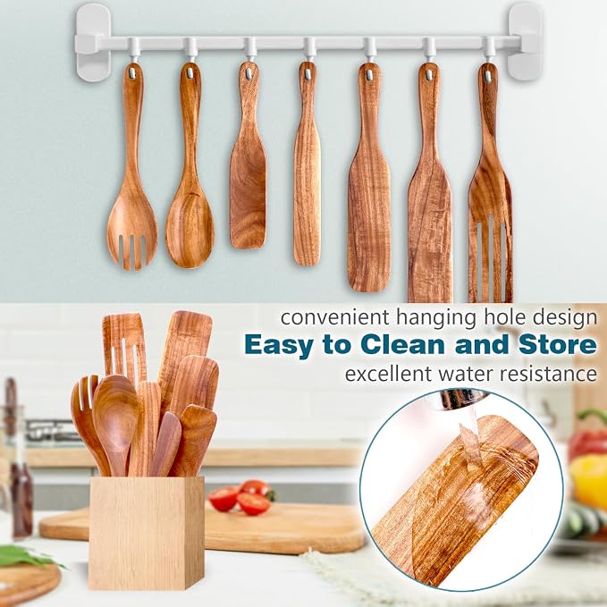 HOWHONG Wooden Spatula Spurtle Set - Image 3