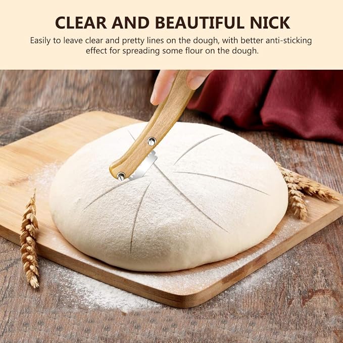 Healeved Bread Lame Dough Scoring Tool Van Wooden Handle 5 Blades, Creative - Image 4