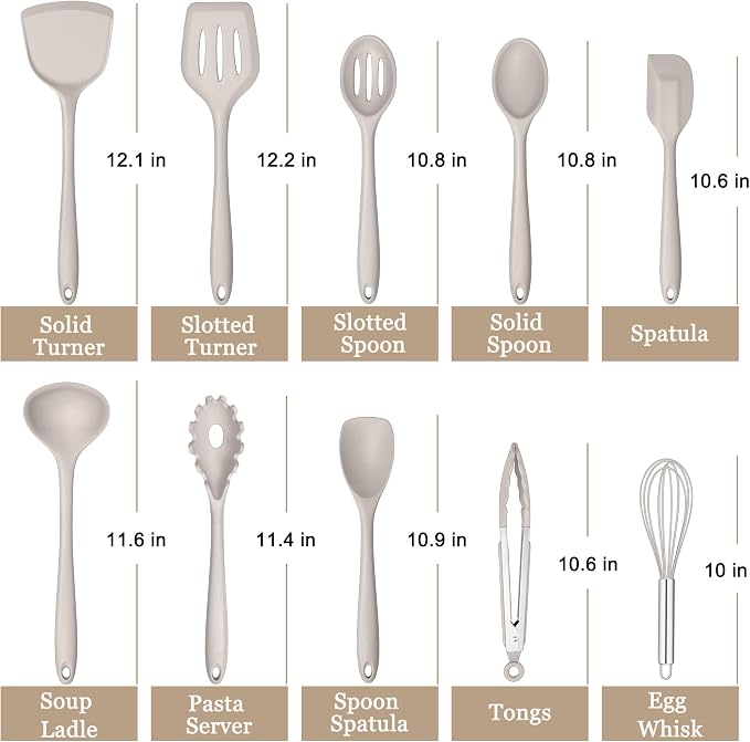 E-far 10 Pieces Silicone Cooking Utensils Set, Heat Resistant Kitchen Utensil - Image 2