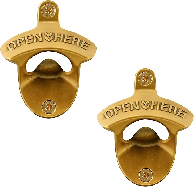 Aintque Gold Bottle Opener Wall Mounted Stainless, Mountable Beer Cap Opener by Wallmountedbottleopener