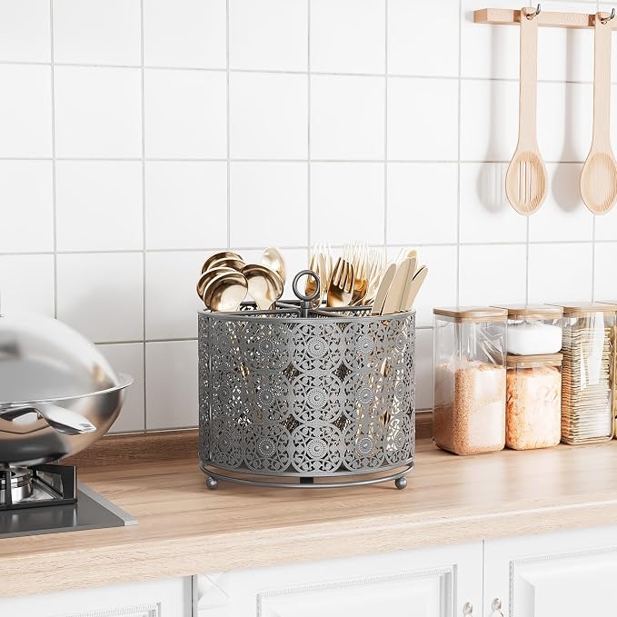 YIUKEA Rotating Utensil Caddy Countertop - Image 2