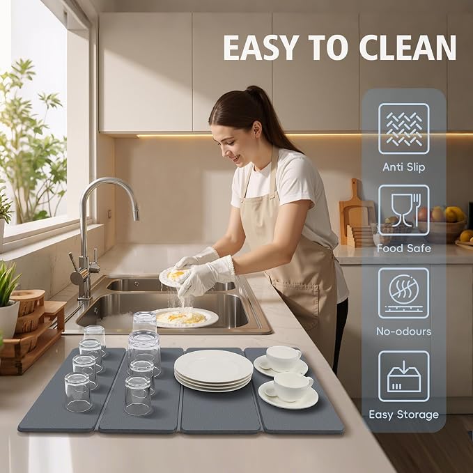 Large Stone Drying Mats for Kitchen Counter, Quick Dry Stone Dish Drying Mat - Image 5