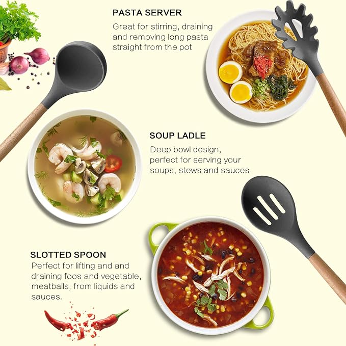 MIBOTE 17 Pcs Silicone Cooking Kitchen Utensils Set - Image 2
