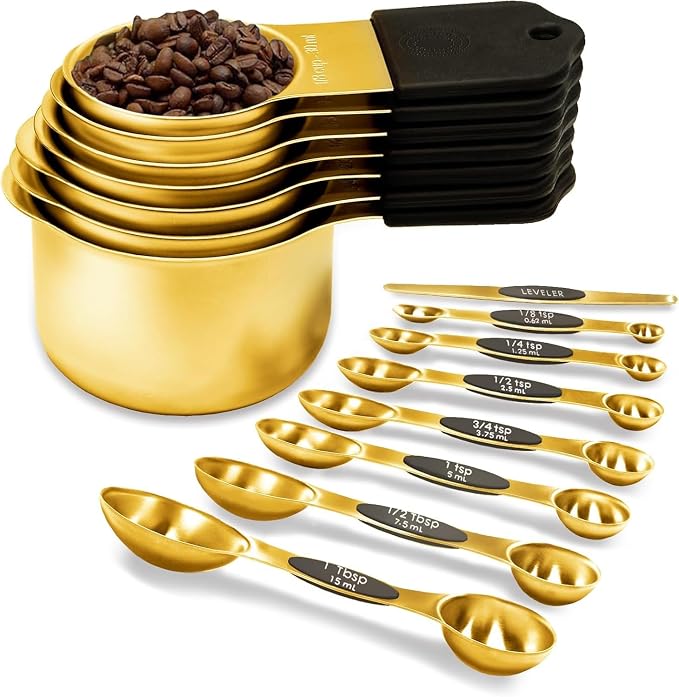 Magnetic Measuring Cups & Spoons Set, Strong N45 Magnets, Heavy Duty Stainless by vfuni