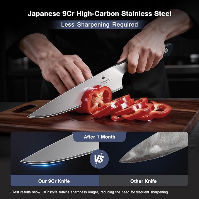 16 PCS Knife Set with Block, Japanese Kitchen Knife Set with 5 Layers High - Image 3