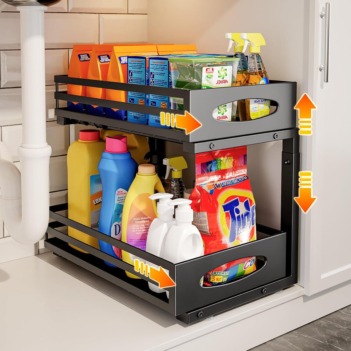 Under Sink Organizer, 2 Tier Under Sink Organizers and Storage