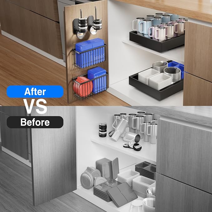 Mustorn 4 Pack Adhesive Cabinet Door Organizer, Lid Organizers Inside Cabinet - Image 7