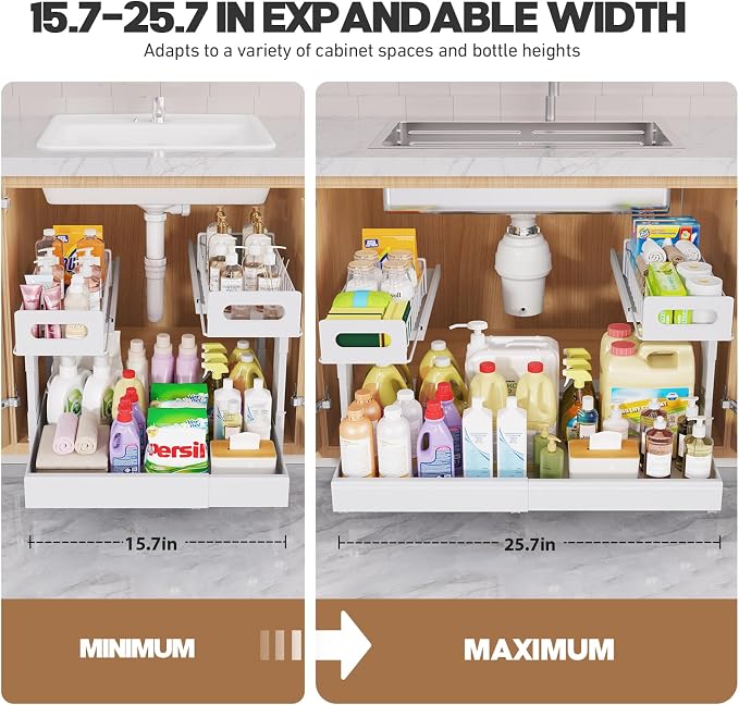 1 Pack-16"-26"W Expandable Under Sink Organizer - Image 7