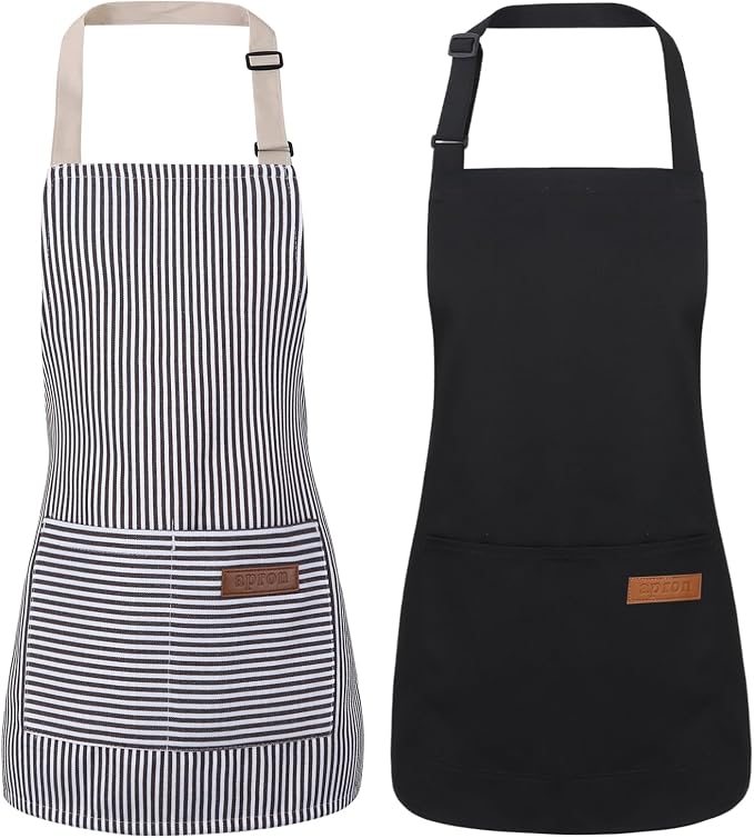 2 Pack Stripes Kids Apron, Kids Cooking Aprons by XLSXEXCL