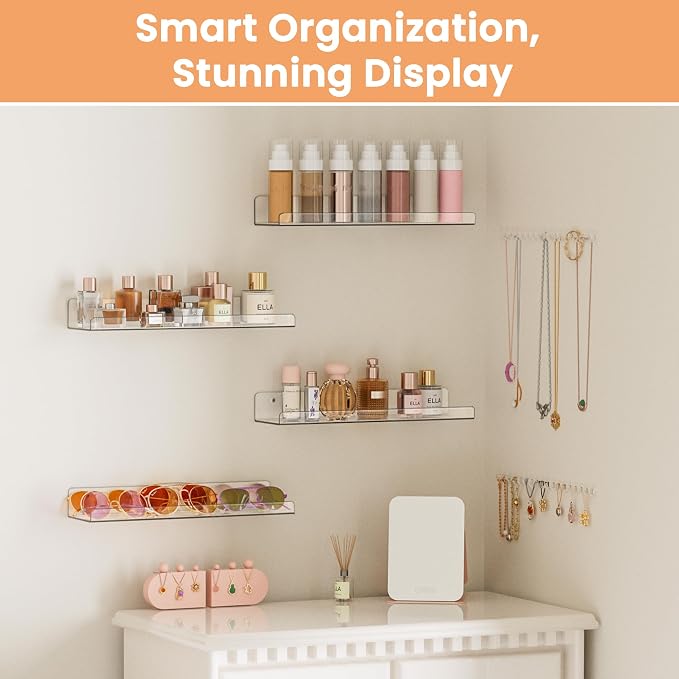 upsimples Acrylic Shelves for Bathroom Storage, Make up, Kids Bookshelf for - Image 4