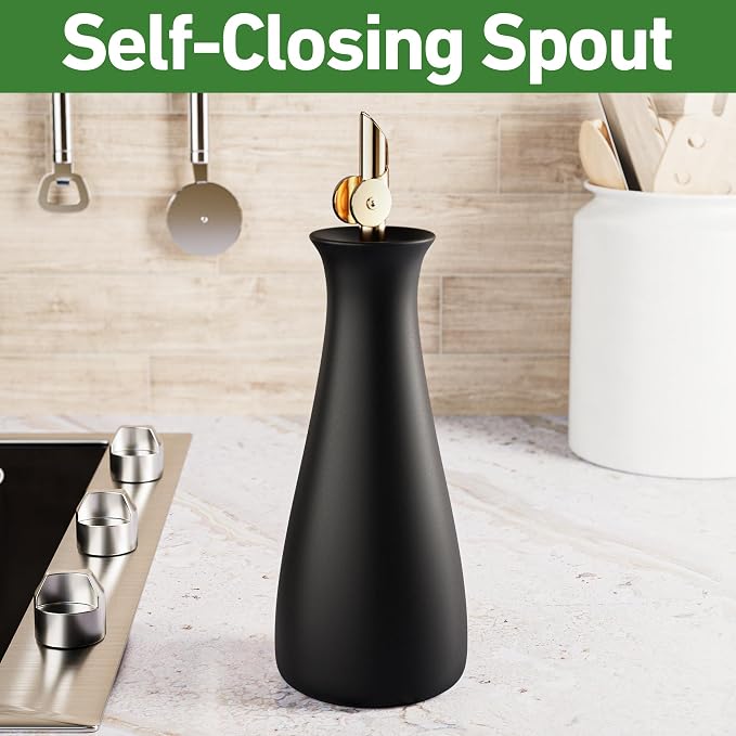 HB Design Co. Ceramic Olive Oil Dispenser - 530 ML Capacity Matte White Ceramic - Image 3