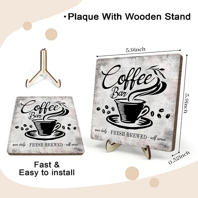 Vintage Coffee Bar Sign Plaque for Coffee Station, Funny Jave Desk Decor for - Image 2