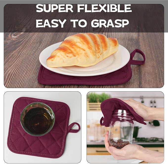 Oven Mitts and Pot Holders Set, Heat Resistant Silicone Kitchen Mini Oven - Image 6