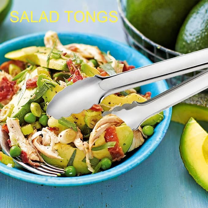2 Pack Serving Tongs Serving Utensils Salad Tongs Metal Buffet Tongs Non-slip & - Image 5