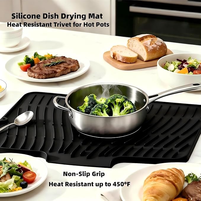 Silicone Dish Drying Mat for Kitchen Counter Sink, Non-Slip dish drying Pad - Image 4