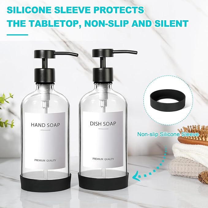 RYTOXILO Clear Soap Dispenser 2 Pack, Glass Soap Dispenser - Image 5