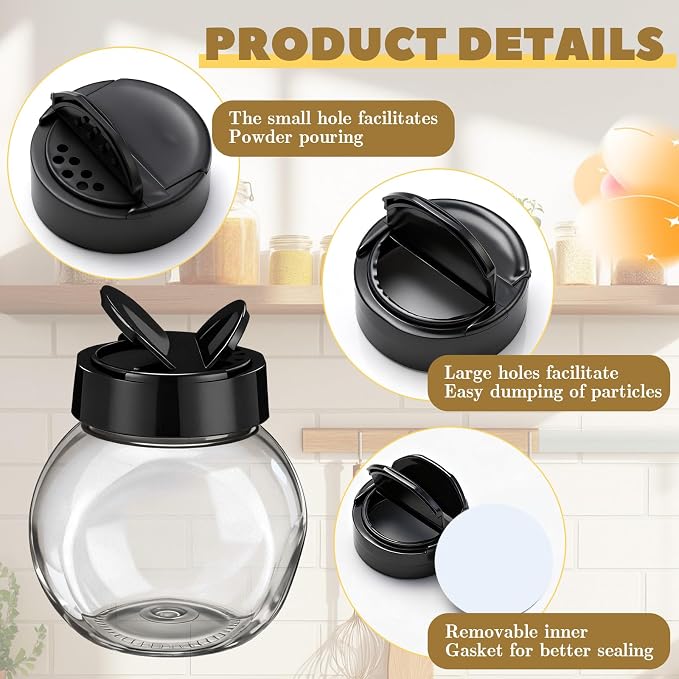 Zhehao 24 Pieces Plastic Spice Containers Plastic Spice Bottles Clear Reusable - Image 3