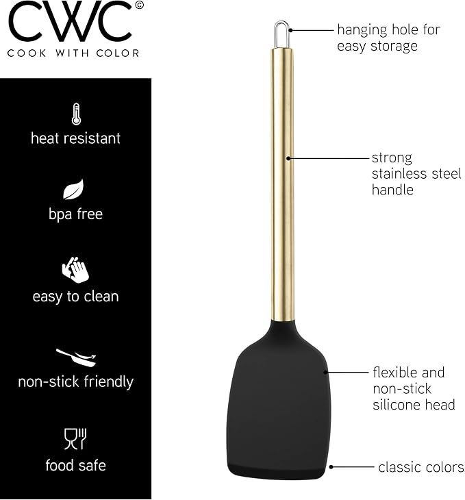 COOK WITH COLOR Silicone Cooking Utensils, Kitchen Utensil Set, Cooking Utensils - Image 6