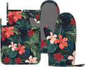 Tropic Hawaiian Hibiscus Flower Oven Mitts Pot Holders Set Silicone Heat by LONSANT