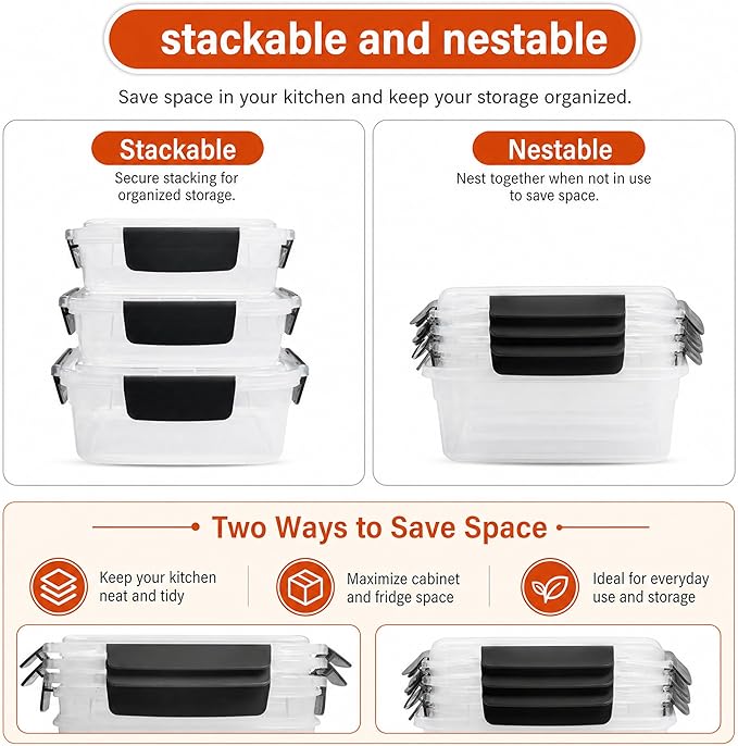 YORY 3 cup Plastic Food Storage Containers - Image 4