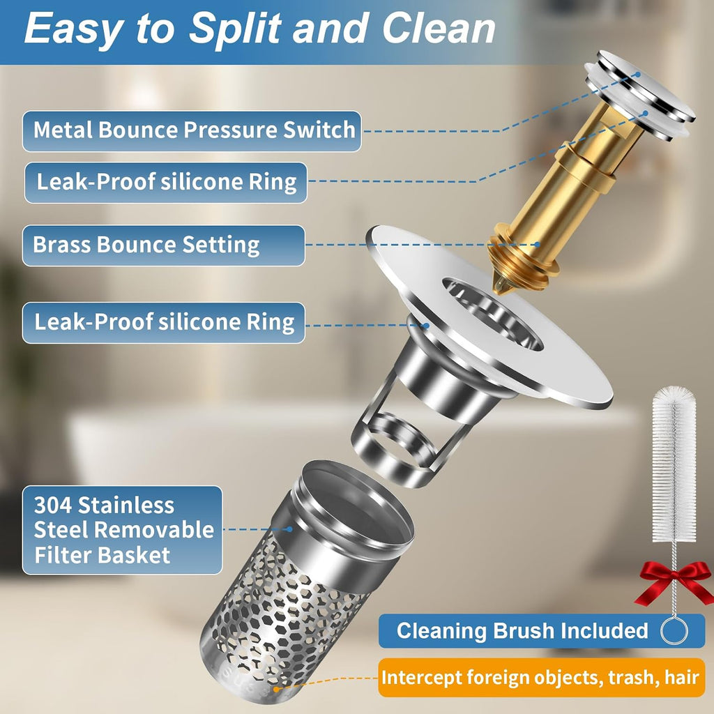 Bathroom Sink Stopper, Pop-up Bathroom Sink Drain Strainer Stopper