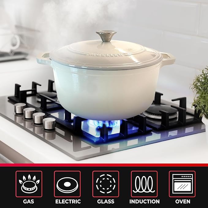 MUELLER HOME 4.5 QT Enameled Cast Iron Dutch Oven, Heavy-Duty Casserole Dish - Image 5