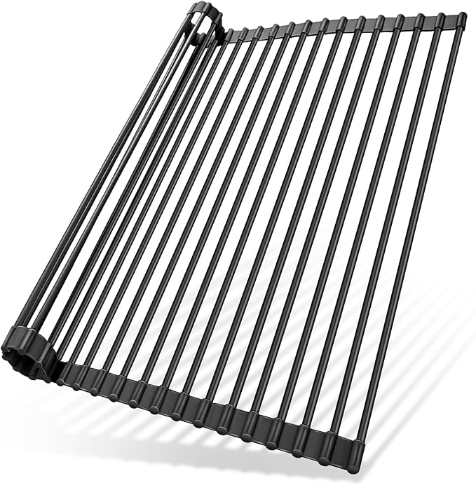 Ohuhu Over The Sink Dish Drying Rack, 20.5" W x 13.1" L Rolling Dish Drainer by Ohuhu