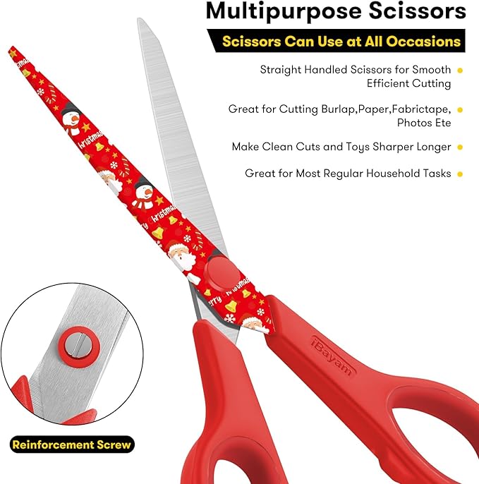 iBayam All Purpose Scissors for Construction Scrapbook Kraft Craft Paper - Image 4
