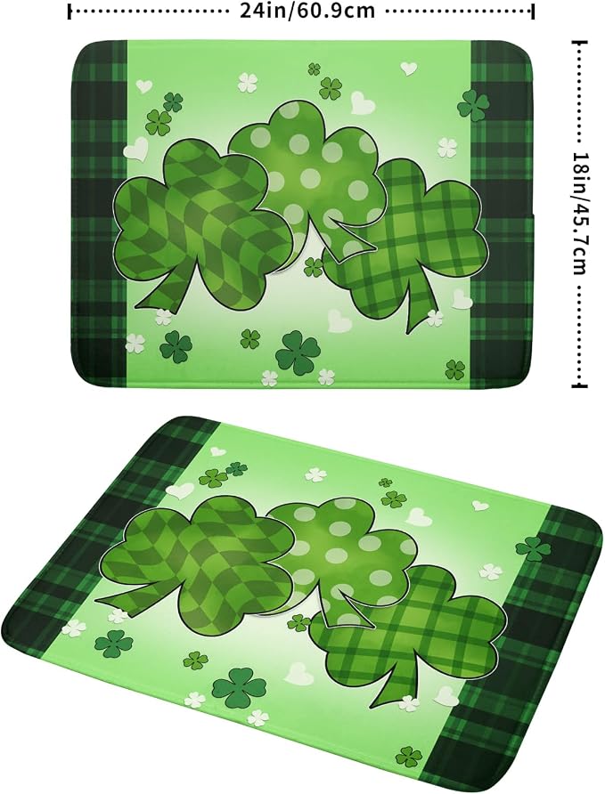 St Patricks Day Shamrocks Lucky Clovers Dish Drying Mat - Image 2
