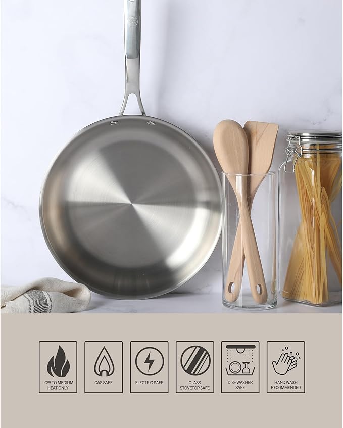Martha Stewart Castelle Large 12" Stainless Steel Frying Pan Non Toxic Fry Pan - Image 6