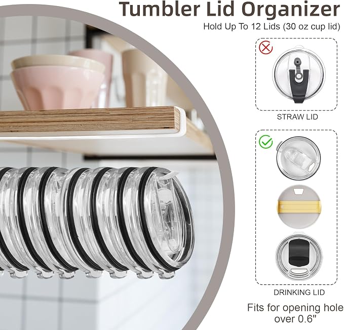 LveSunny Tumbler Lid Organizer, 2 Pack Cup Lid Organizer - Image 3