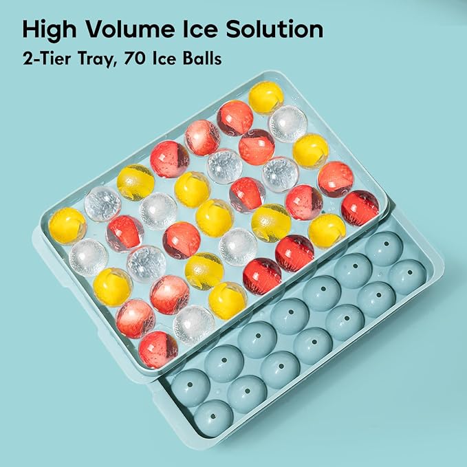 Ice Cube Trays with Lid and Bin, 1.0 IN Small Round Ice Cube Mold - Image 2