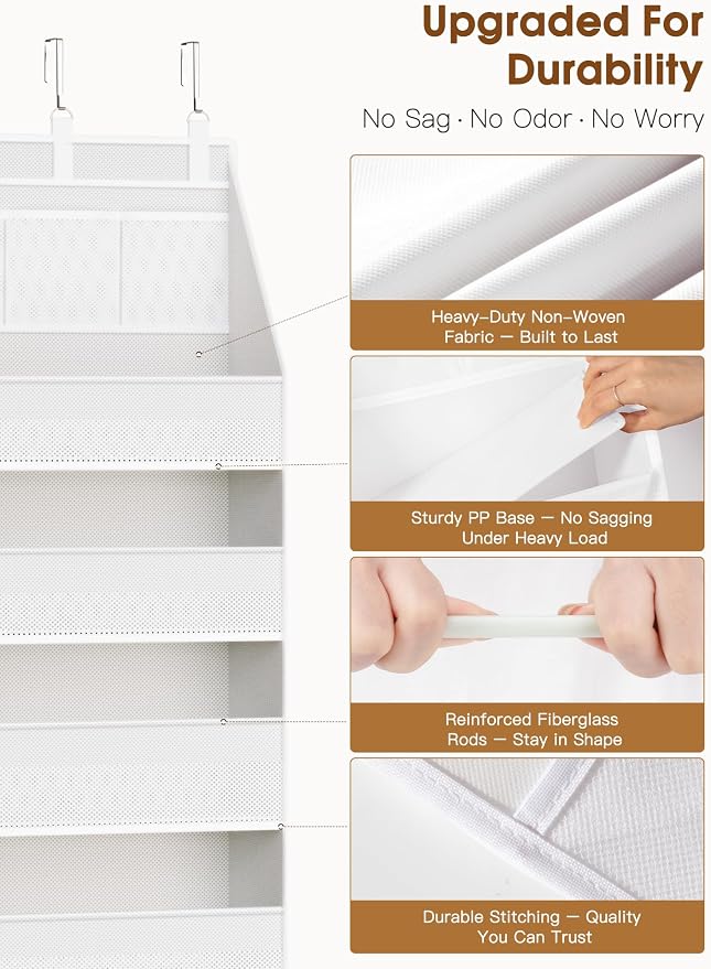 Criusia 2 Pack Over the Door Organizer, Heavy-Duty 6-Shelf Hanging Storage - Image 3