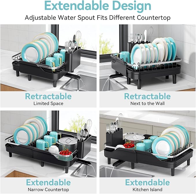 Urackify Expandable Dish Rack for Kitchen Counter, 16.14"-23.62" Large - Image 4