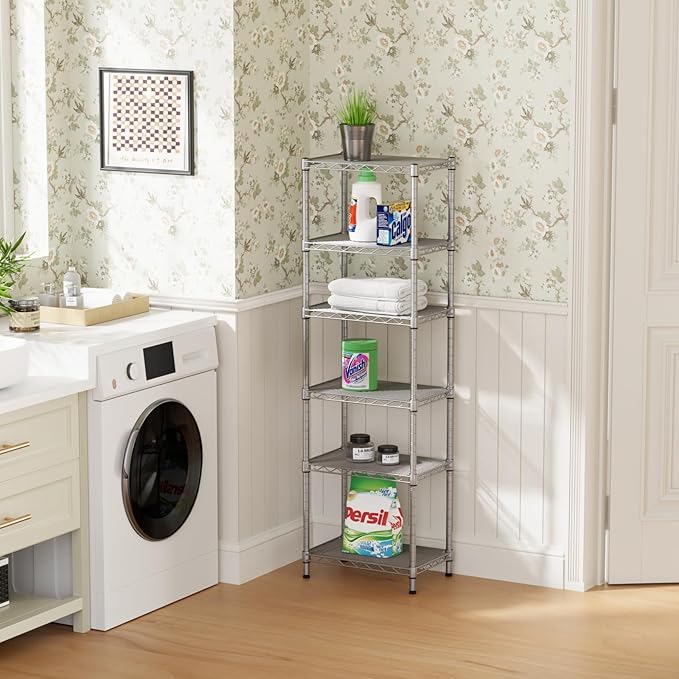 SINGAYE 6 Tier Shelf Wire Shelving Adjustable Storage Shelves Rack Standing - Image 9